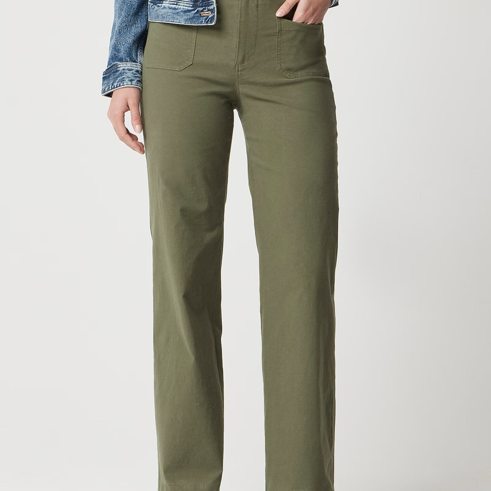 J. Crew Olive Green High-Waisted Wide Leg Pants